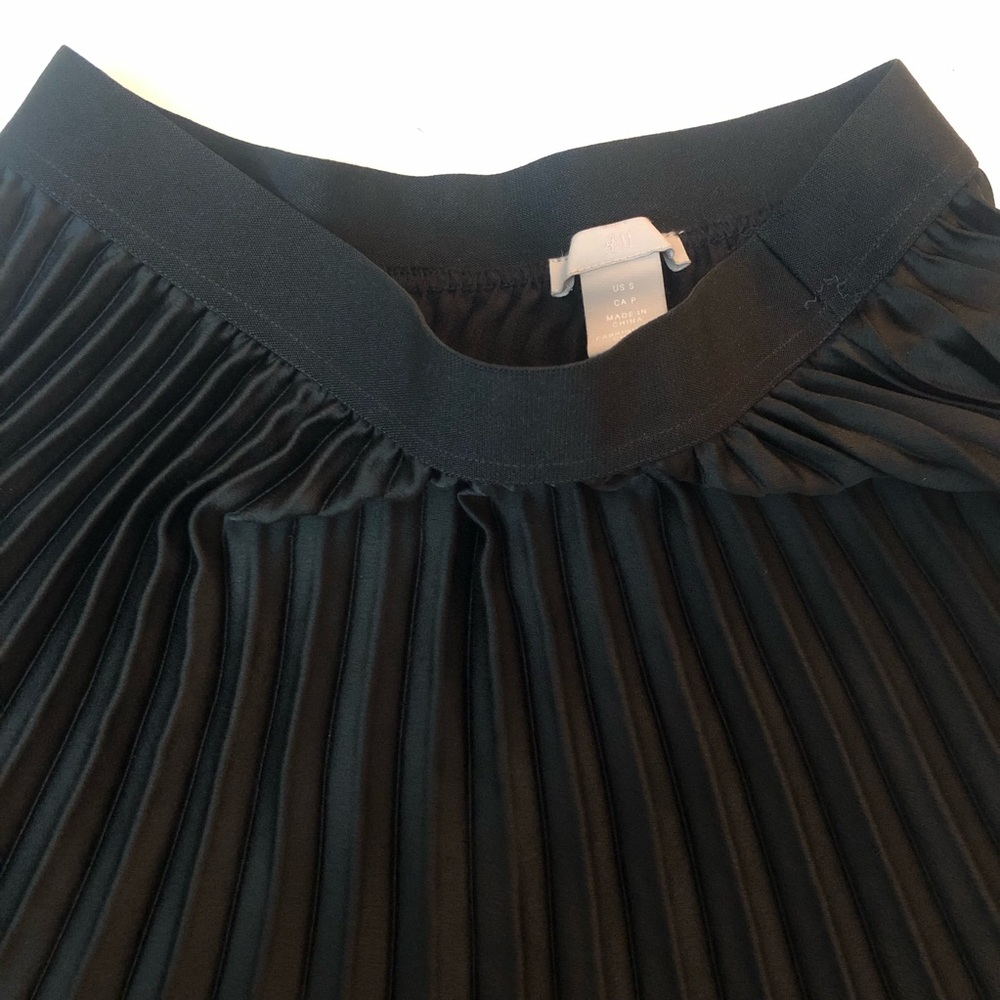 H&M Black A-Line Midi Skirt with Pleats - Picture 5 of 6